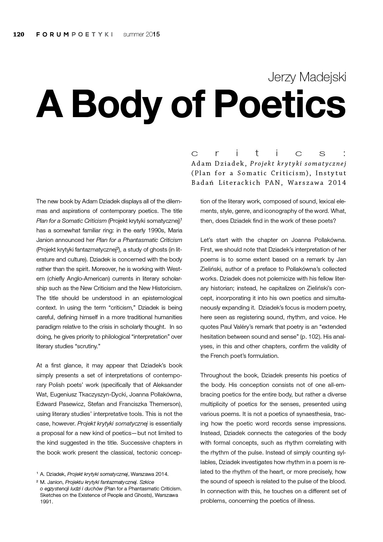 A Body of Poetics