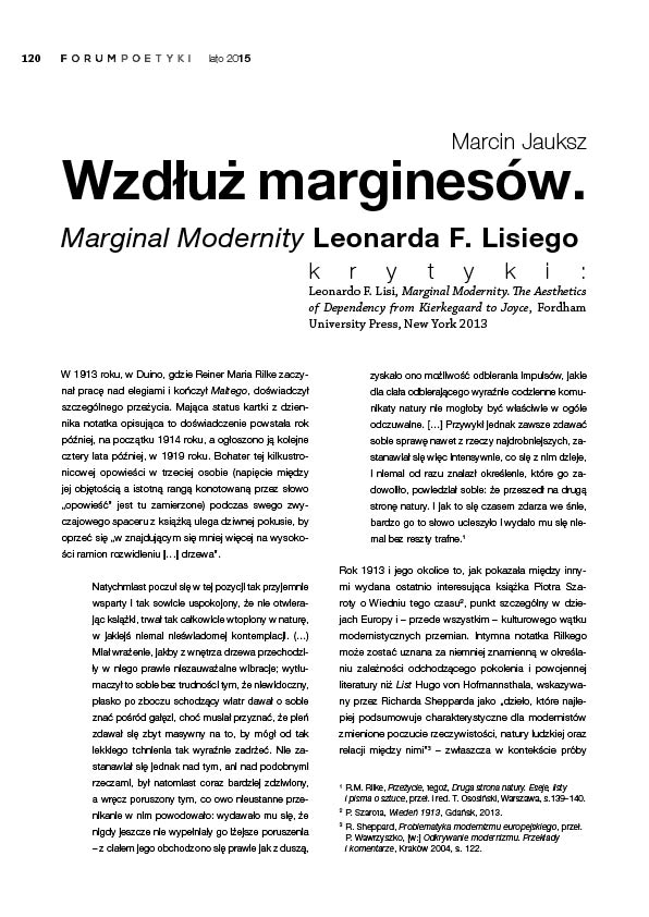 Wzdłuż marginesów. Marginal Modernity Leonarda F. Lisiego