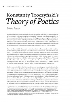 Konstanty Troczyński’s Theory of Poetics