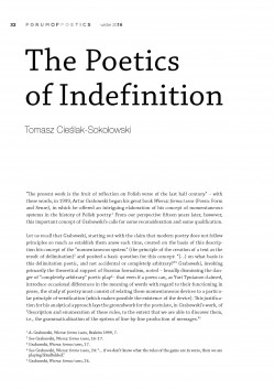 The Poetics of Indefinition