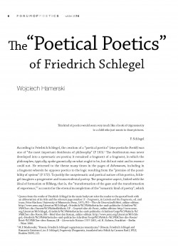 The “Poetical Poetics” of Friedrich Schlegel