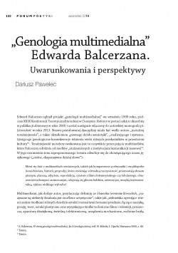 „Genologia multimedialna” Edwarda Balcerzana. Uwarunkowania i perspektywy