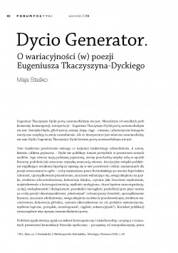 Dycio Generator. O wariacyjności (w) poezji Eugeniusza Tkaczyszyna-Dyckiego