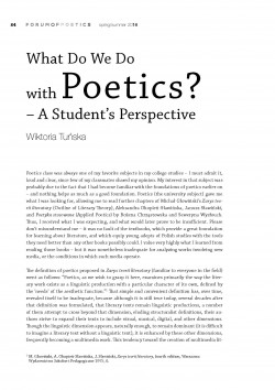 What Do We Do with Poetics? – A Student’s Perspective