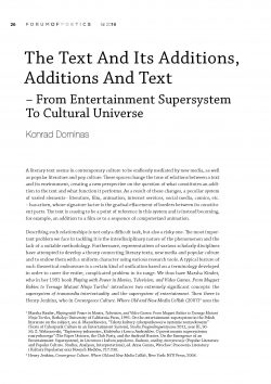 The Text And Its Additions, Additions And Text – From Entertainment Supersystem To Cultural Universe