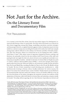 Not Just for the Archive. On the Literary Event and Documentary Film