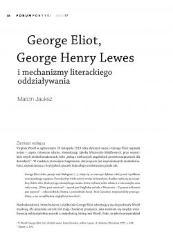 George Eliot, George Henry Lewes and the Mechanisms of Literary Influence