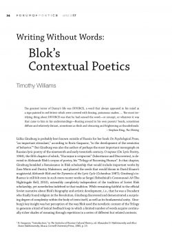 Writing Without Words: Blok’s Contextual Poetics