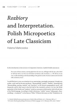 Rozbiory and Interpretation. Polish Micropoetics of Late Classicism