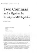 Two Commas and a Hyphen by Krystyna Miłobędzka