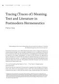 Tracing (Traces of) Meaning. Text and Literature in Postmodern Hermeneutics