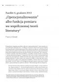 Pamflet 6, grudzień 2013. „Operacjonalizowanie” albo funkcja pomiaru we współczesnej teorii literatury