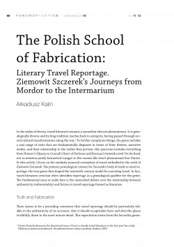 The Polish School of Fabrication: Literary Travel Reportage. Ziemowit Szczerek’s Journeys from Mordor to the Intermarium