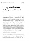 Prepositions: The Metaphysics of “Closeness”