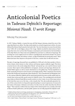 Anticolonial Poetics in Tadeusz Dębicki’s Reportage: Moienzi Nzadi. U wrót Konga