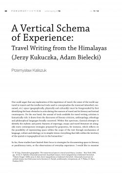 A Vertical Schema of Experience: Travel Writing from the Himalayas (Jerzy Kukuczka, Adam Bielecki)