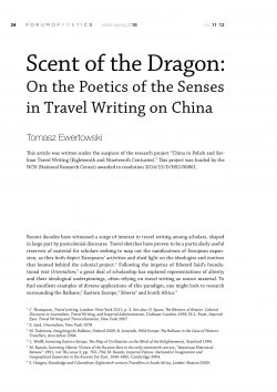 Scent of the Dragon: On the Poetics of the Senses in Travel Writing on China