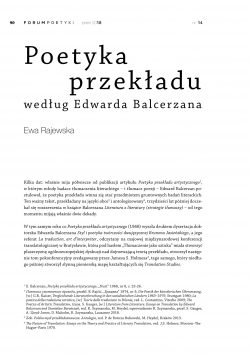Poetyka przekładu według Edwarda Balcerzana