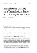 Translation Quality  in a Translation Series: A Love Song for Six Voices