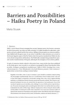 Barriers and Possibilities – Haiku Poetry in Poland