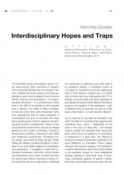 Interdisciplinary Hopes and Traps