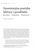 Synestezyjna poetyka lektury i przekładu: Barthes – Nabokov – Robinson