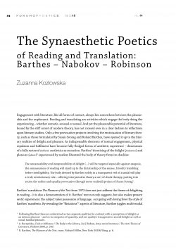 The Synaesthetic Poetics of Reading and Translation: Barthes – Nabokov – Robinson