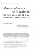 Mise en abyme – Anti-realism? On the Example of One Poem by Tomasz Pułka