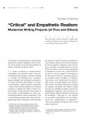“Critical” and Empathetic Realism:  Modernist Writing Projects (of Prus and Others)