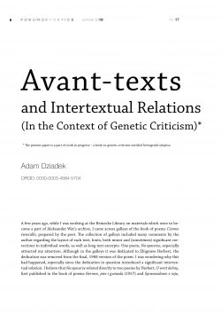 Avant-texts and Intertextual Relations (In the Context of Genetic Criticism)