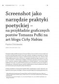Screenshot jako narzędzie praktyki poetyckiej – na przykładzie graficznych postów Tomasza Pułki na art blogu Cichy Nabiau