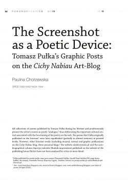 The screenshot as a poetic device: Tomasz Pułka’s graphic posts on the Cichy Nabiau art-blog