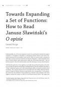 Towards Expanding a Set of Functions: How to Read  Janusz Sławiński’s O opisie