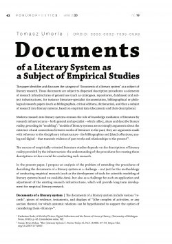 Documents of a Literary System as a Subject of Empirical Studies