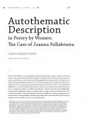 Autothematic Description in Poetry by Women:  The Case of Joanna Pollakówna