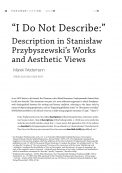“I Do Not Describe:” Description in Stanisław Przybyszewski’s Works and Aesthetic Views
