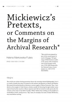 Mickiewicz’s pretexts, or comments on the margins of archival research