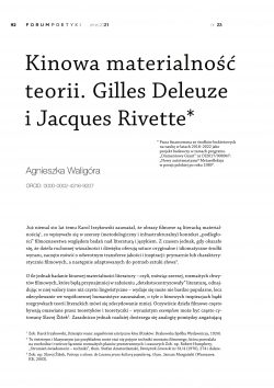 Kinowa materialność teorii. Deleuze i Jacques Rivette