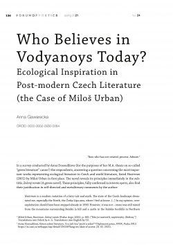 Who believes in vodyanoys today? Ecological inspiration in post-modern Czech literature (the case of Miloš Urban)