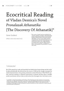 Ecocritical reading of Vladan Desnica’s novel Pronalazak Athanatika [The Discovery Of Athanatik]