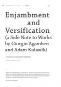 Enjambment and versification (a side note to works by Giorgio Agamben and Adam Kulawik)