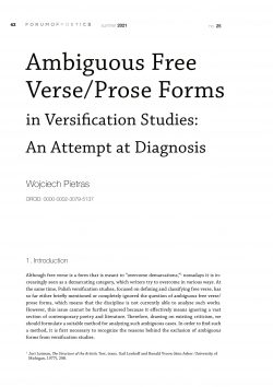 Ambiguous free verse/prose forms in versification studies: An attempt at diagnosis