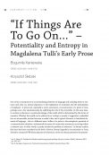 “If things are to go on…” – potentiality and entropy in Magdalena Tulli’s early prose