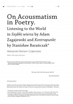 On acousmatism in poetry. Listening to the world in Szybki wiersz by Adam Zagajewski and Kontrapunkt by Stanisław Barańczak