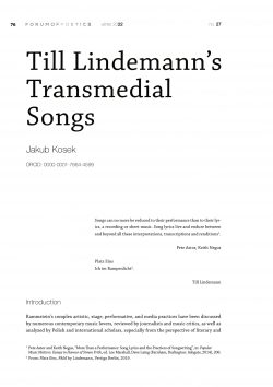 Till Lindemann’s transmedial songs