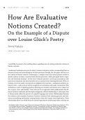How Are Evaluative Notions Created? On the Example of a Dispute over Louise Glück’s Poetry
