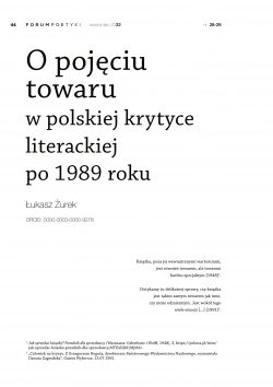 O pojęciu towaru w polskiej krytyce literackiej po 1989 roku