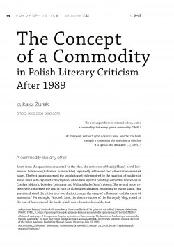 The Concept of a Commodity in Polish Literary Criticism After 1989