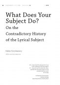 What Does Your Subject Do? On the Contradictory History of the Lyrical Subject