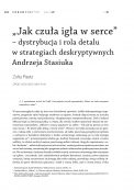 „Jak czuła igła w serce” – dystrybucja i rola detalu w strategiach deskryptywnych Andrzeja Stasiuka